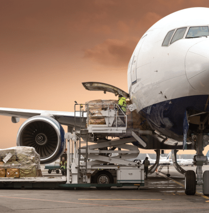 cargo plane being packed in heathrow